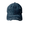 Gorra negro de 6 paneles de acabado efecto rasgada vintage