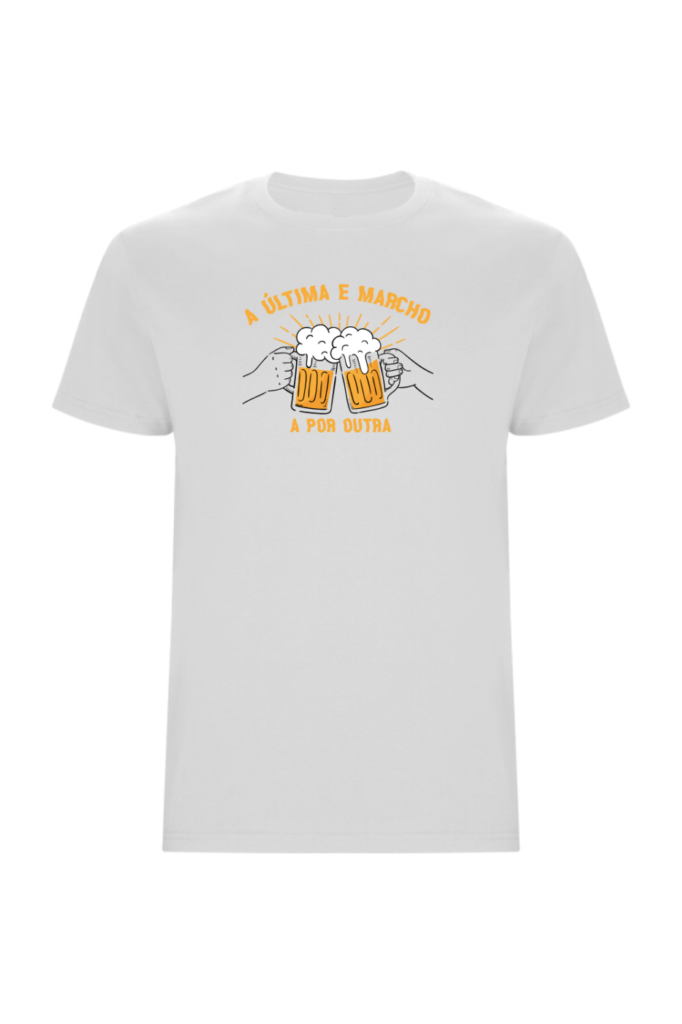 Camiseta unisex blanca a última e marcho