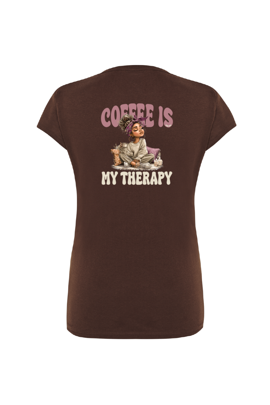Camiseta Coffe is my therapy color chocolate
