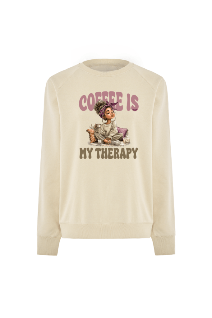 Sudadera sin capucha coffe is my therapy beige