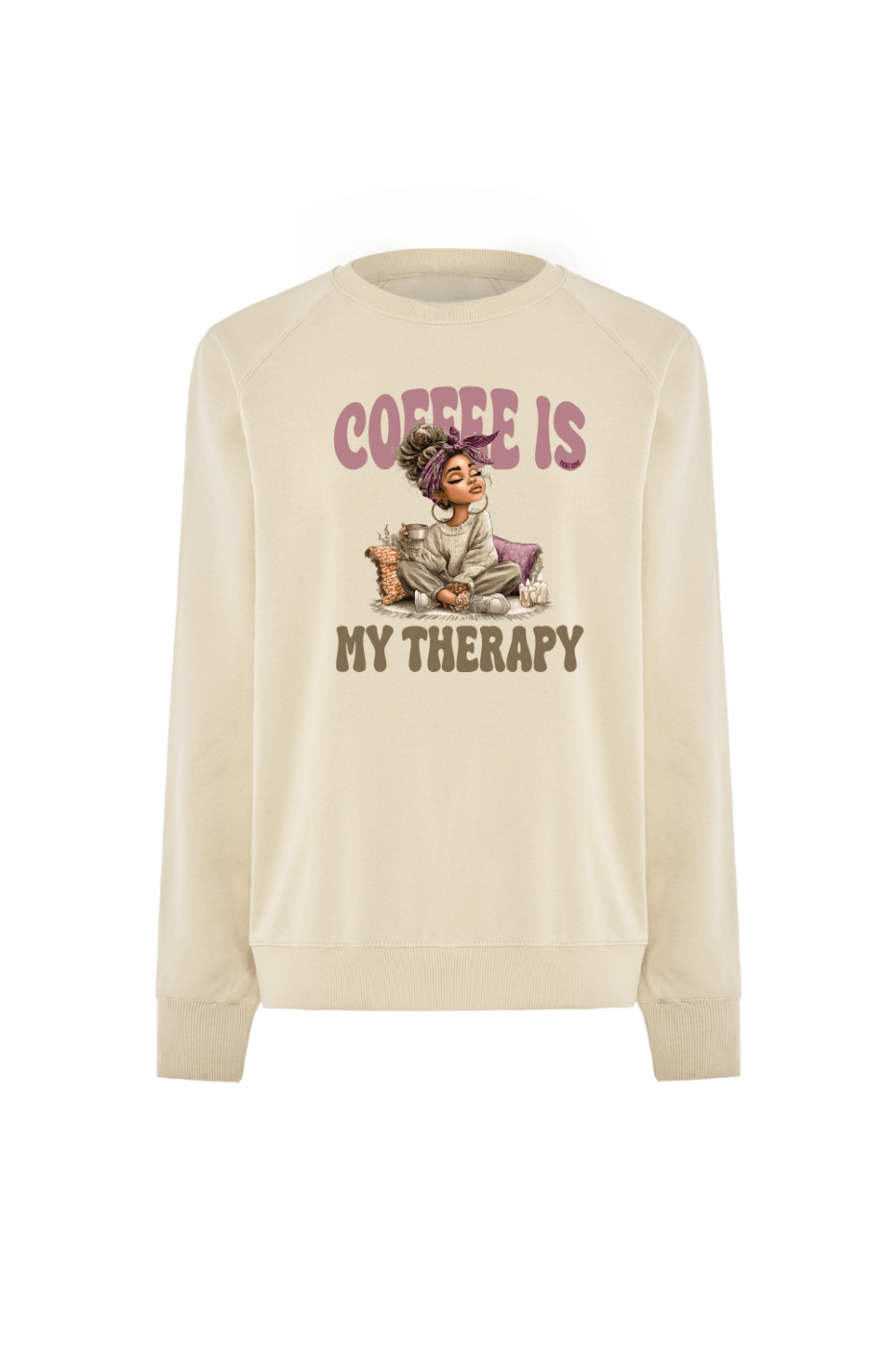 Sudadera sin capucha coffe is my therapy beige