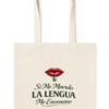bolsa tote beige si me muerdo la lengua me enveneno