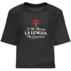 Camiseta corta ancha crop si me muerdo la lengua me enveneno