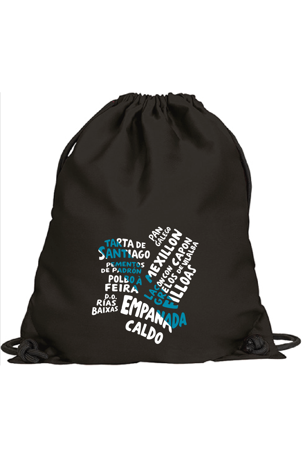 mochila negra de cuerdas mapa de galicia