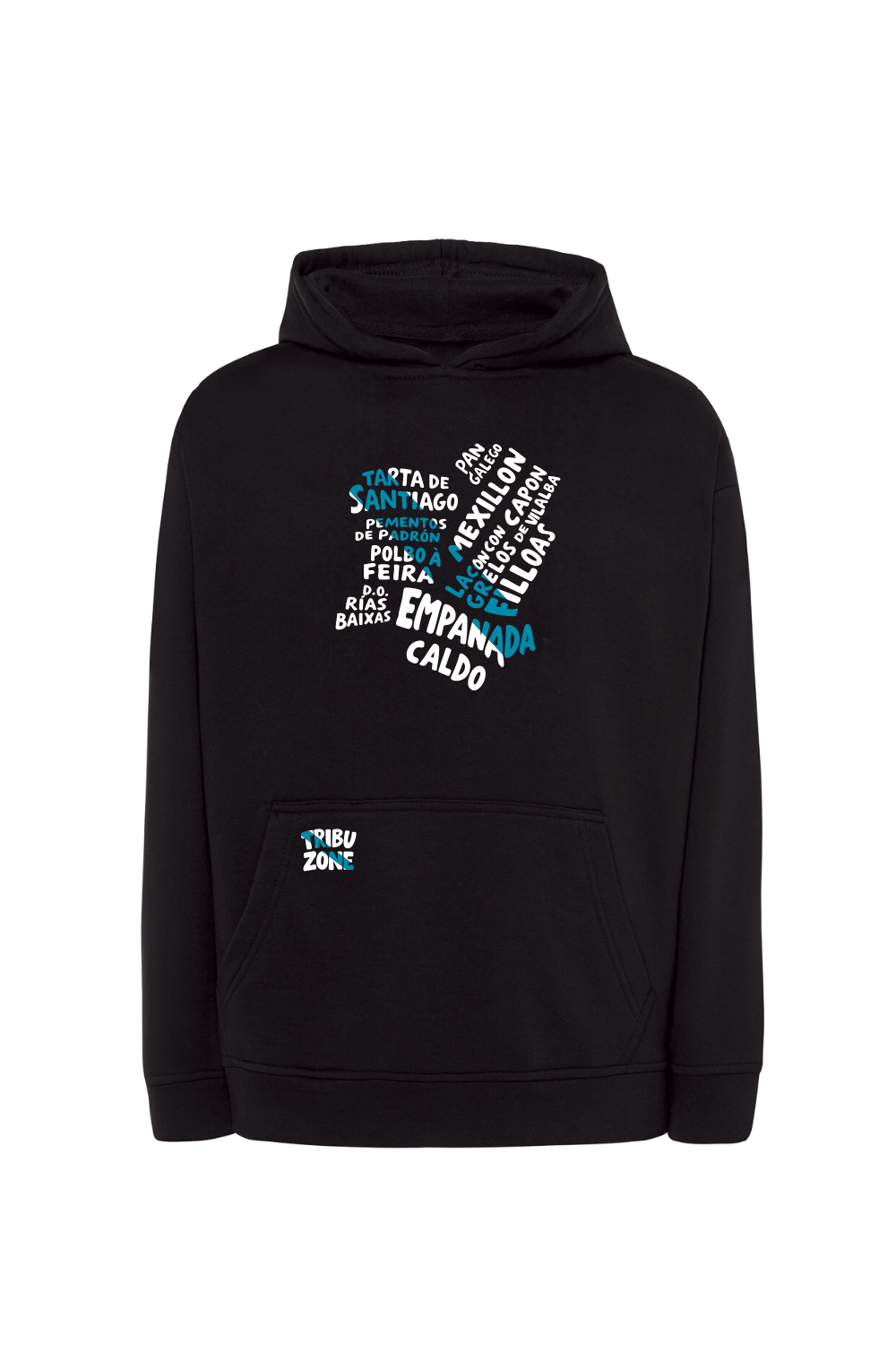 sudadera con capucha negra tribu zone mapa de galicia