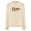Sudadera ranglán beige para mujer con diseño gallego RABUDA Typical Galician Girl. Sudadera sin capucha cómoda, original y con estilo urbano, perfecta para looks casuales y amantes de la moda gallega. Diseño exclusivo de Tribu Zone, ideal para regalar o para lucir una prenda con personalidad, humor y carácter gallego.