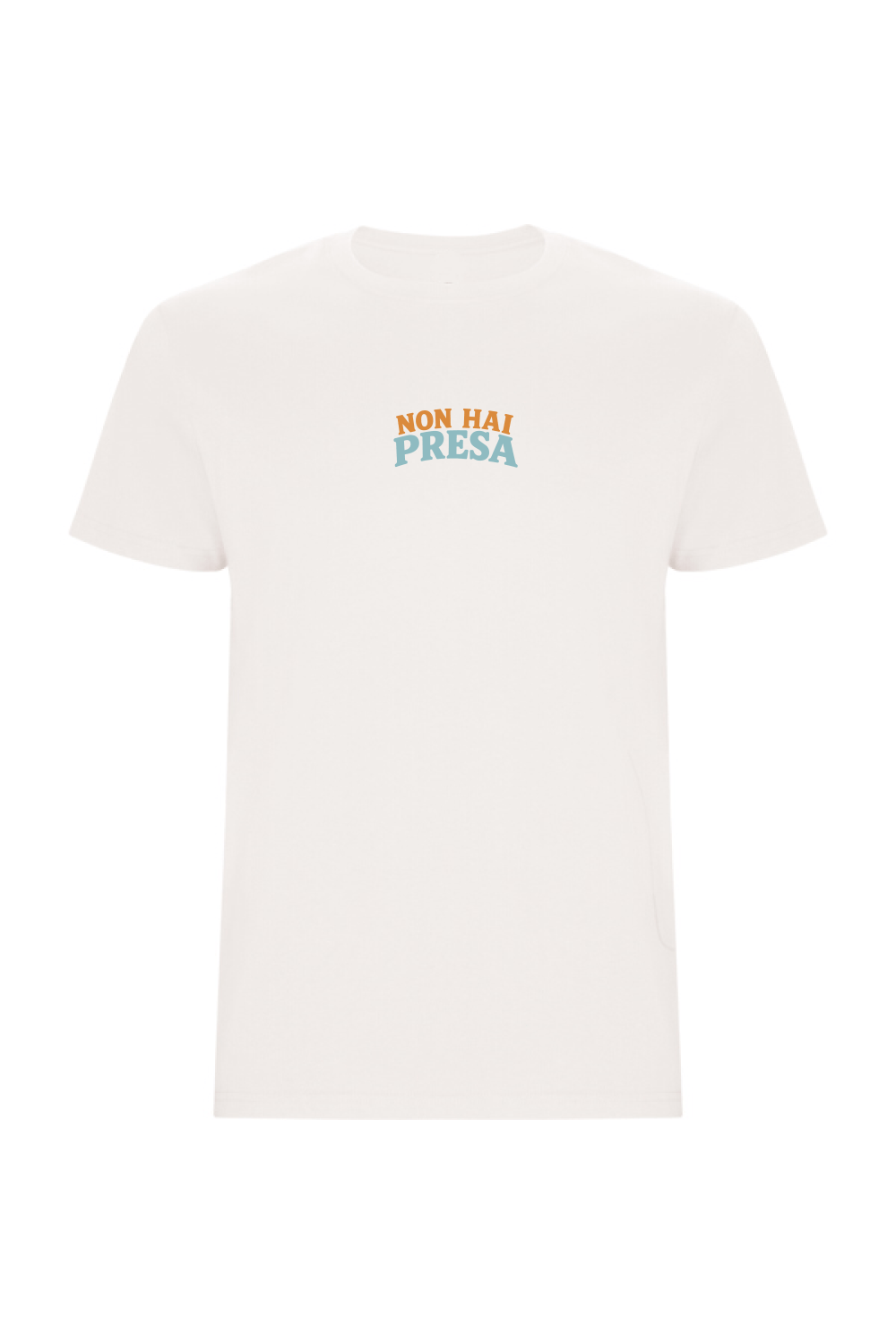 Camiseta unisex Tribu Zone con diseño Non Me Apures y Non Hai Presa. Inspiración gallega, naturaleza y estilo casual para disfrutar sin prisas.