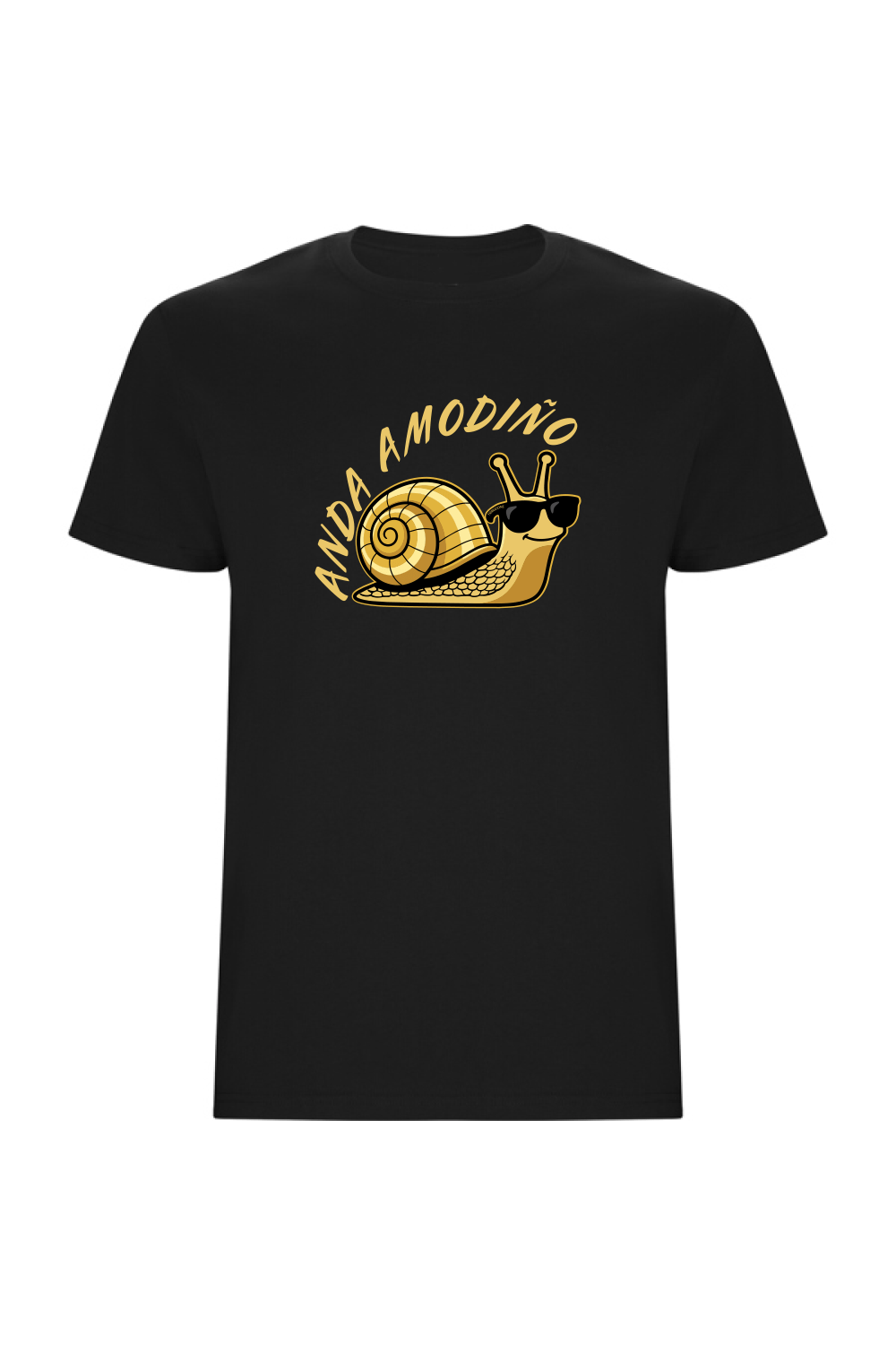 Camiseta unisex Anda a Modiño de Tribu Zone con divertido diseño de caracol. Humor gallego, estilo casual y una forma diferente de tomarse la vida.