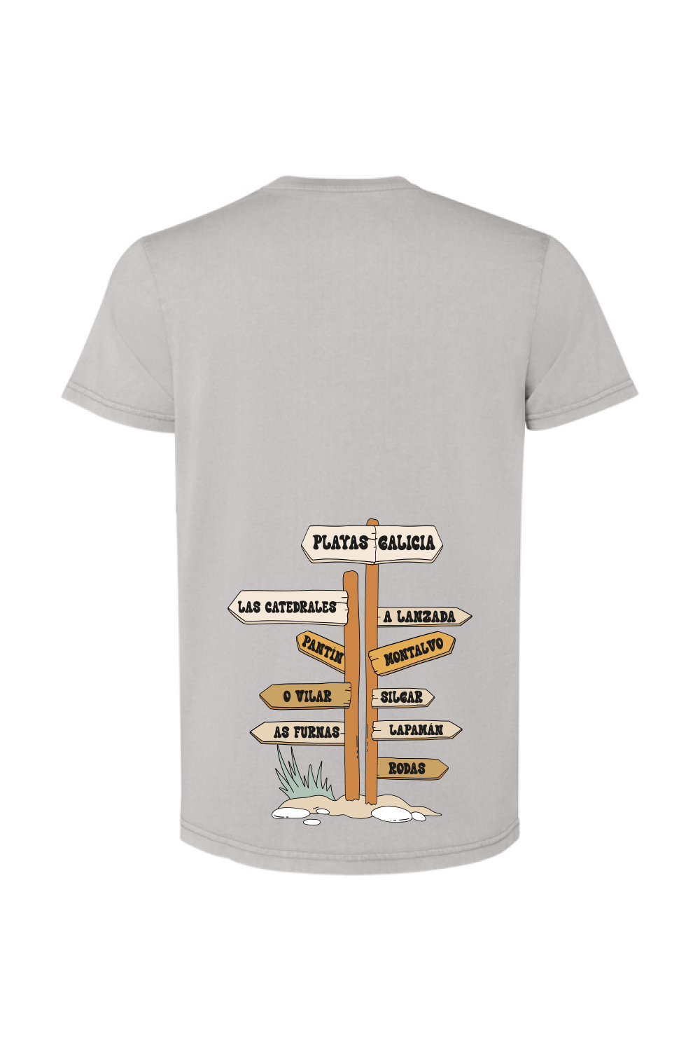 Camiseta unisex Playas de Galicia de Tribu Zone con diseño surfero y algunas de las playas gallegas más emblemáticas. Mar, Galicia y espíritu surf.