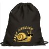 Mochila saco Anda a Modiño de Tribu Zone con divertido diseño de caracol. Un accesorio práctico, original y con auténtico humor gallego.