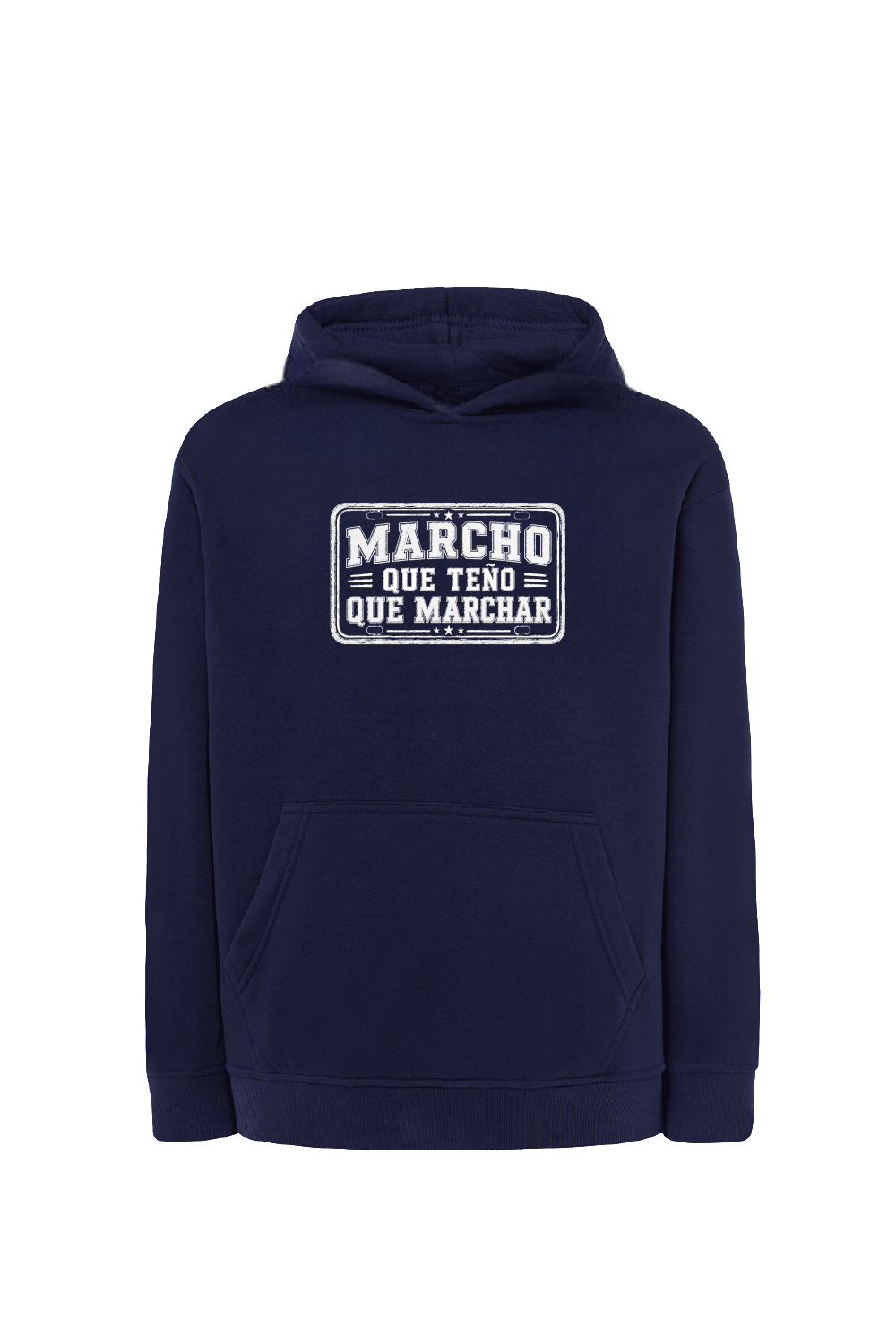 Sudadera unisex Marcho que teño que marchar de Tribu Zone. Diseño gallego con estilo vintage, humor y personalidad para llevar Galicia contigo.
